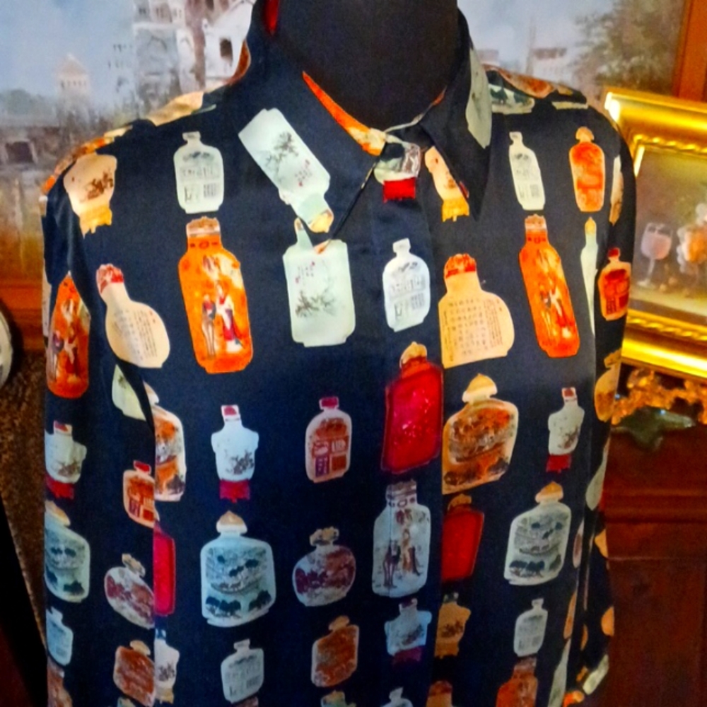 The Orient Vintage Bottle Artistry Silk Top